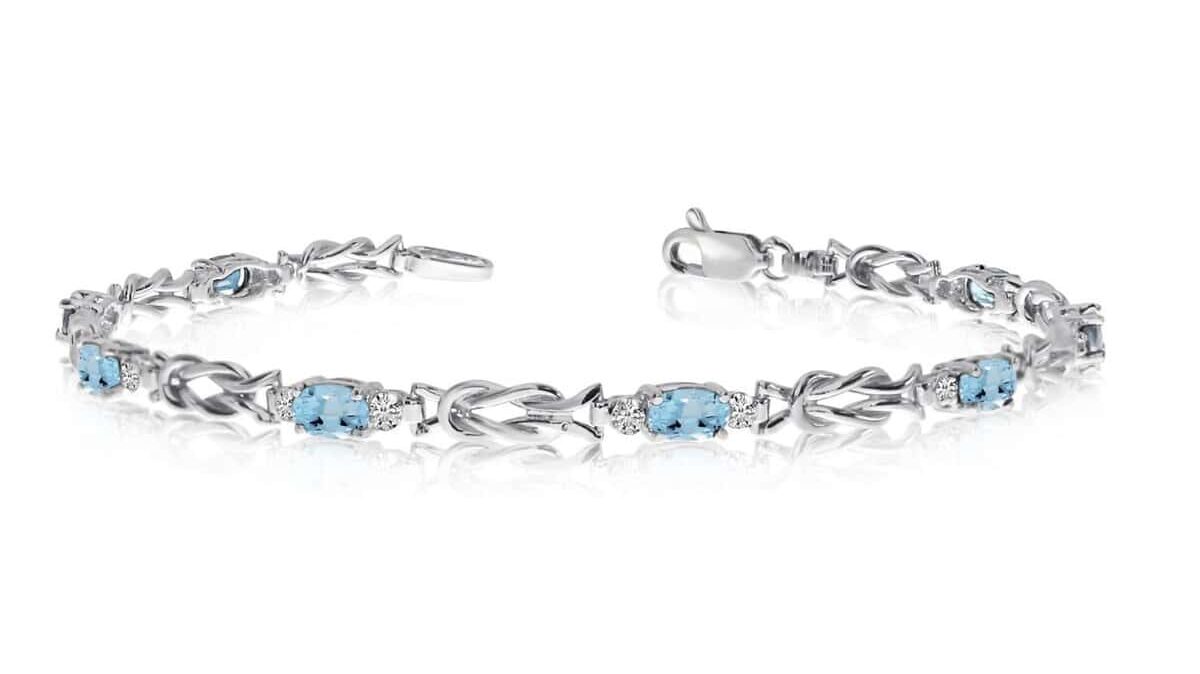 Aquamarine diamond love knot bracelet