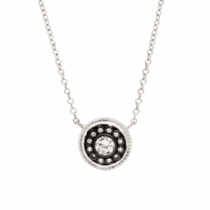 Sterling Silver Nautical CZ Button Necklace