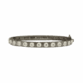 Sterling Silver Signature Studded CZ Eternity Hinged Bangle Bracelet