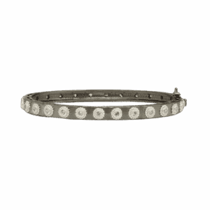 Sterling Silver Signature Studded CZ Eternity Hinged Bangle Bracelet