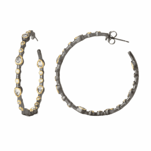 Sterling Silver CZ Signature Teardrop Hoop Earrings