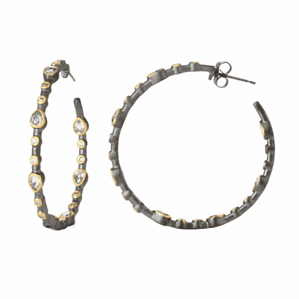 Sterling Silver CZ Signature Teardrop Hoop Earrings Sterling Silver CZ Signature Teardrop Hoop Earrings