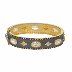 Sterling Silver and Vermeil Signature CZ Wide Hinge Bracelet