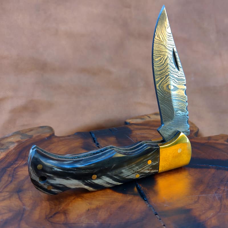 Cow Horn Folding Knife