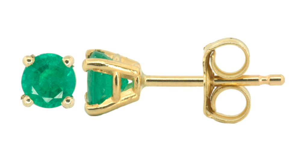 Yellow gold emerald stud earrings