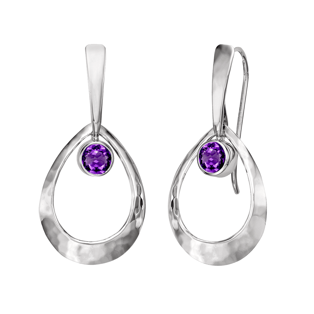 silver amethyst dangle earrings