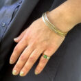 14K YG Asymmetrical Green Tourmaline & Diamond Ring