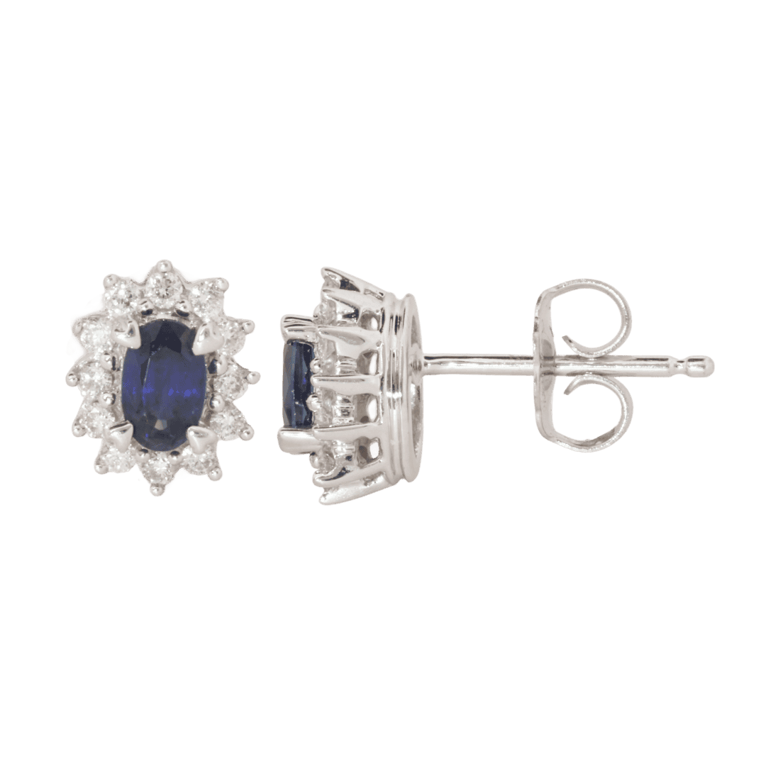 Estate Sapphire Diamond Halo Earrings