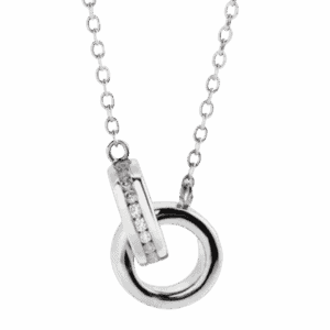 14K White Gold Interlocking Circle Diamond Necklace