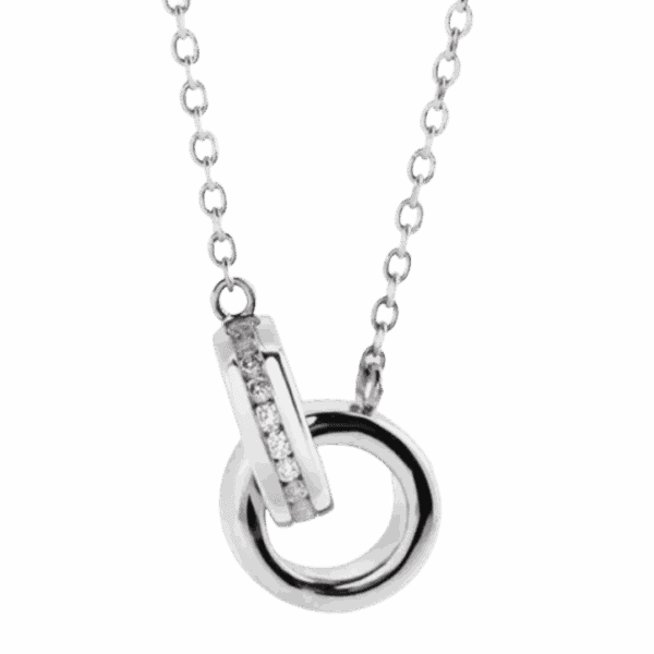 14K White Gold Interlocking Circle Diamond Necklace 14K White Gold Interlocking Circle Diamond Necklace