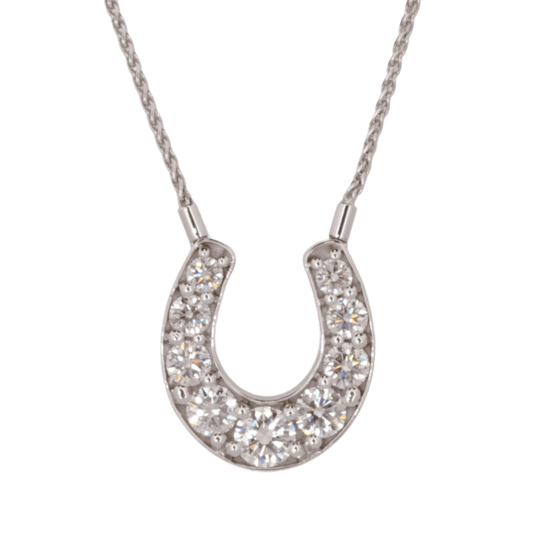 White gold lab diamond horseshoe necklace