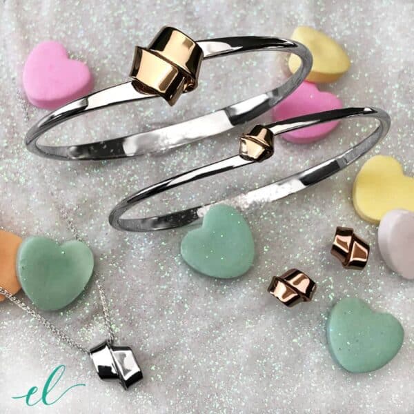 14K Yellow Gold and Sterling Silver Petite Love Knot Bracelet 14K Yellow Gold and Sterling Silver Petite Love Knot Bracelet