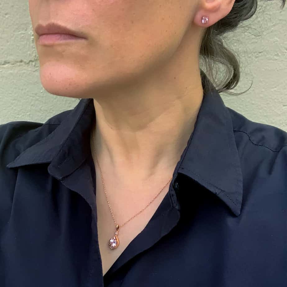 14K Rose Gold Morganite and Diamond Pendanat - Image 2