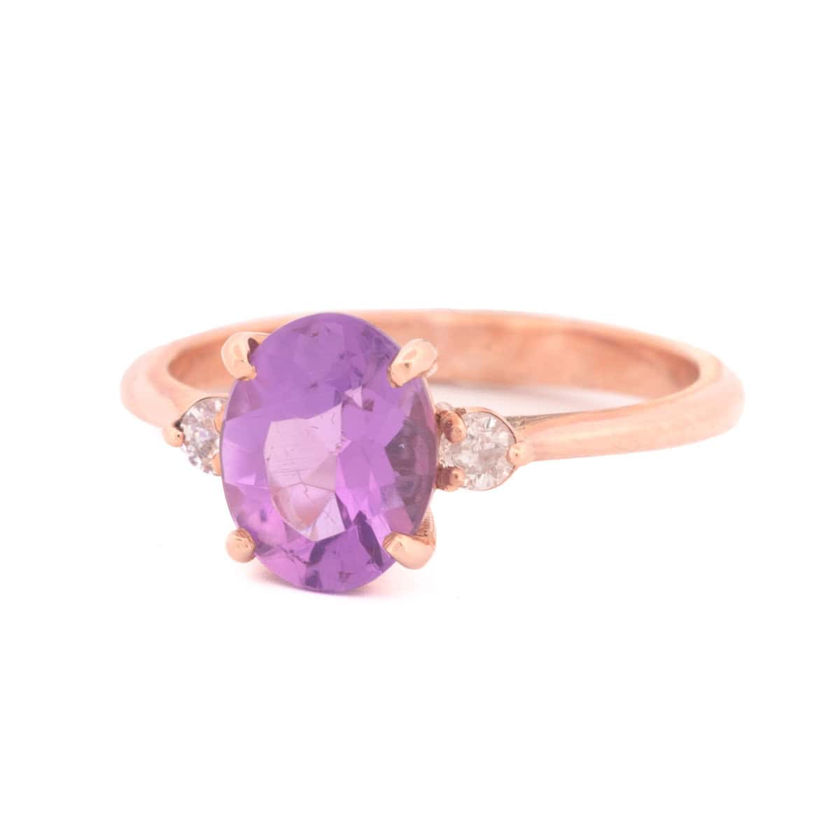 Rose gold amethyst diamond ring