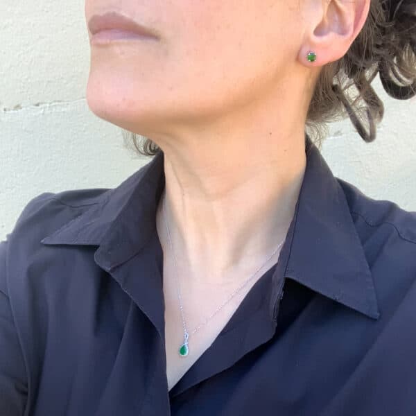 14K White Gold Chrome Diopside Stud Earrings 14K White Gold Chrome Diopside Stud Earrings