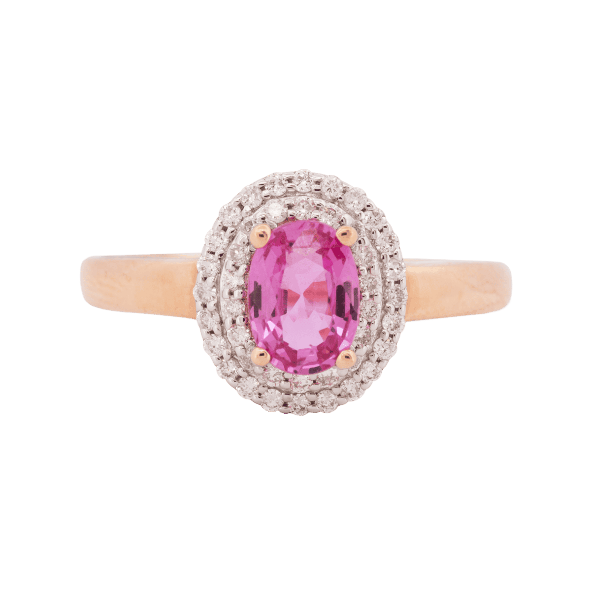 Pink Sapphire Diamond Halo Ring