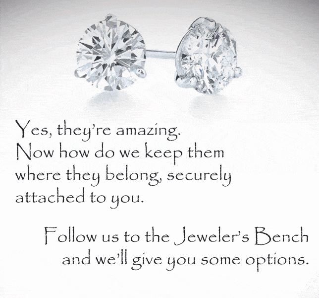 protektor backs, lost earring, diamond earrings, atlanta diamond design, add, missing earring,