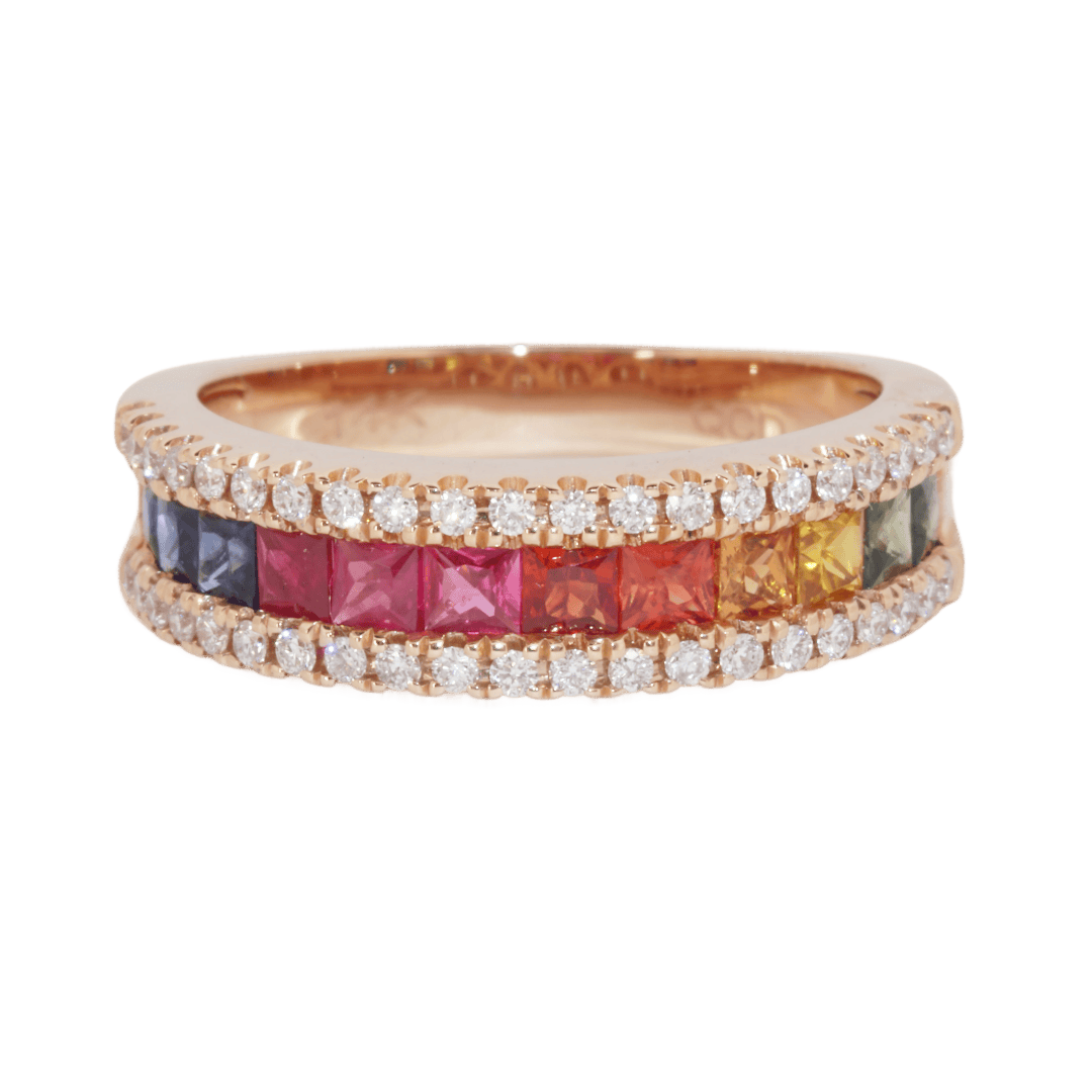 Rainbow Sapphire and Diamond Band