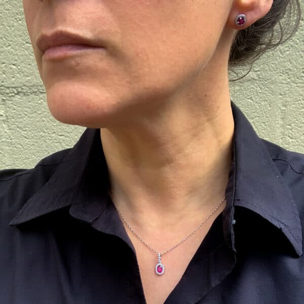 14K White Gold Ruby Diamond Pendant 14K White Gold Ruby Diamond Pendant