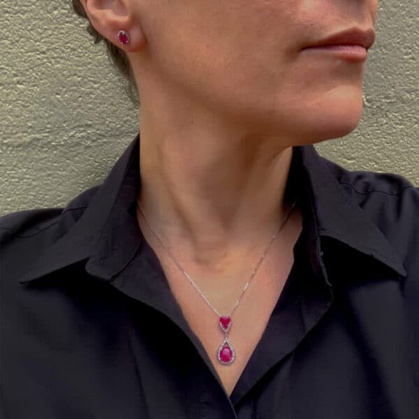 14K WG Oval Ruby + Diam Halo Studs 14K WG Oval Ruby + Diam Halo Studs