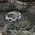 14K White Gold  Sapphire and Diamond Helix Infinity Ring