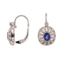 18K White Gold Sapphire Diamond Antique-Style Earrings