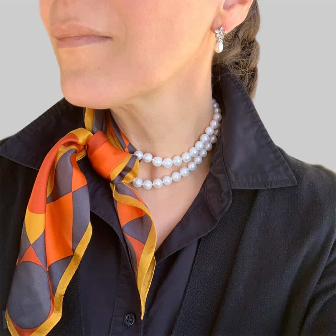 Silk scarf with pearls