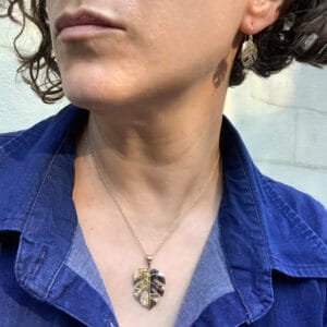 14K YG Split Leaf Philodendron Earrings