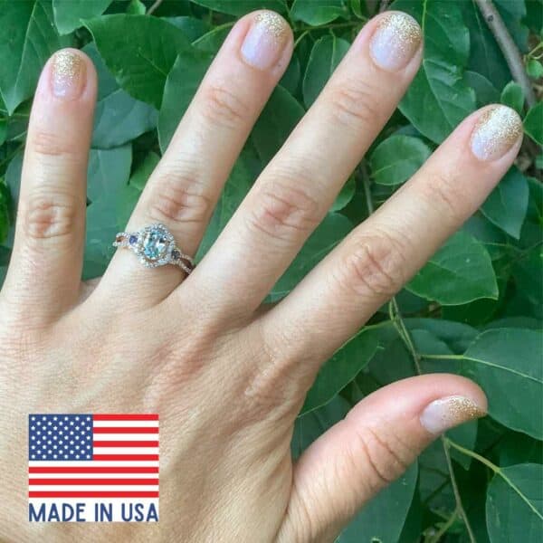 14K Yellow Gold Aquamarine Sapphire Diamond Ring 14K Yellow Gold Aquamarine Sapphire Diamond Ring