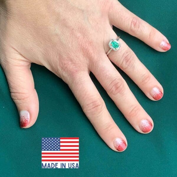 14K White Gold Emerald Diamond Halo Ring 14K White Gold Emerald Diamond Halo Ring