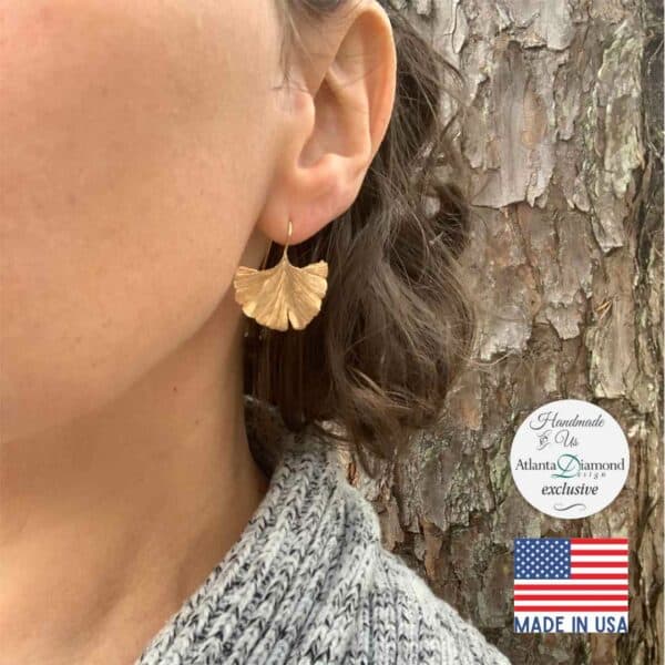 14K Yellow Gold Ginkgo Leaf Earrings 14K Yellow Gold Ginkgo Leaf Earrings