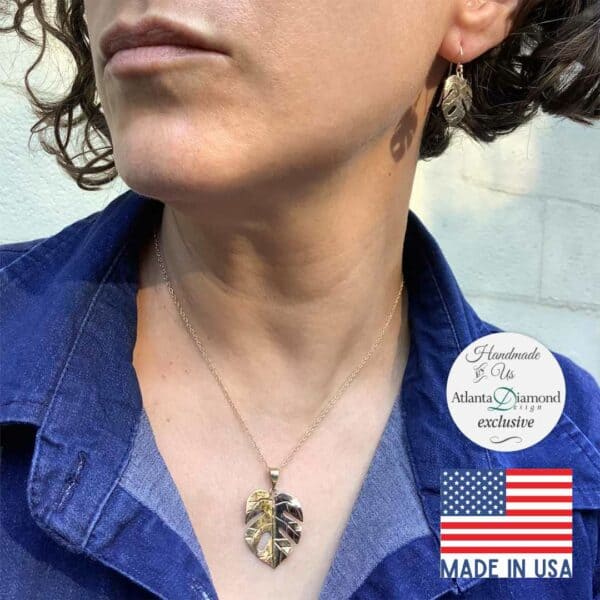 14K Yellow Gold Split Leaf Philodendron Pendant