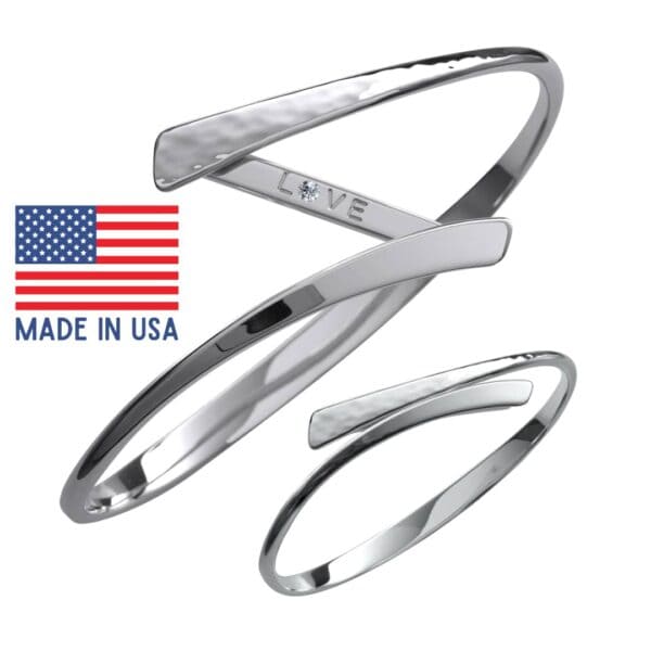 Sterling Silver Diamond Secret Devotion LOVE Bangle Bracelet Sterling Silver Diamond Secret Devotion LOVE Bangle Bracelet