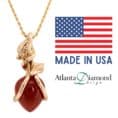 14K Yellow Gold Spessartite Garnet Handcrafted Leaf Necklace