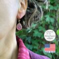 14K Yellow Gold Strawberry Ruby and Diamond Halo Dangle Earrings