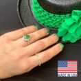 14K White Gold Tsavorite Garnet and Diamond Stackable Ring