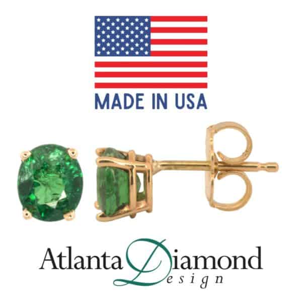 14K Yellow Gold Tsavorite Stud Earrings