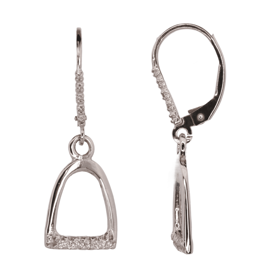 Gold diamond stirrup dangle earrings