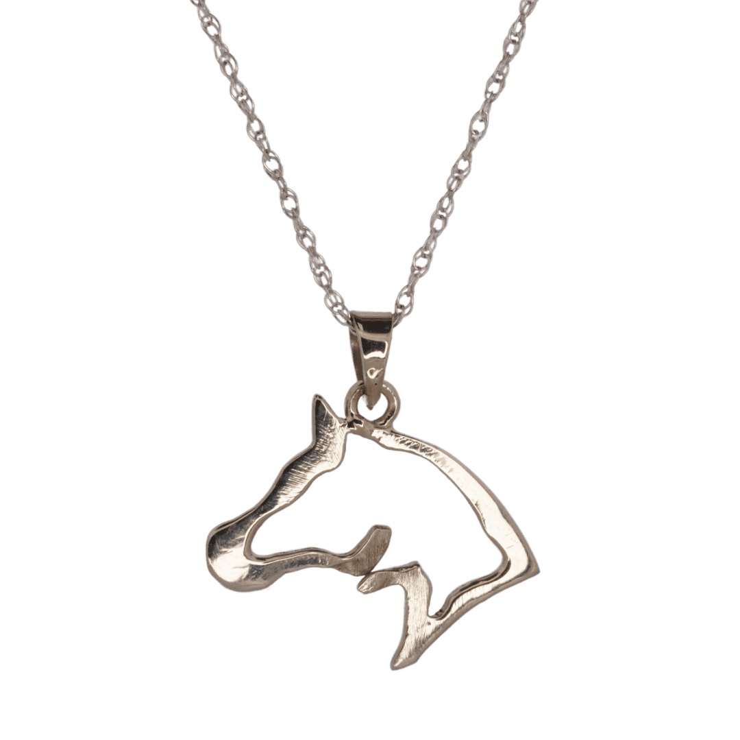 white gold horse head pendant