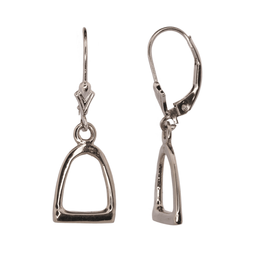 White gold stirrup dangle earrings