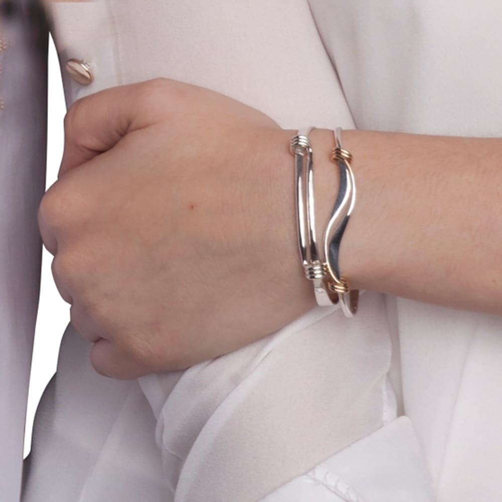 Sterling Silver and 14K Yellow Gold Wrap and Weave Bracelet - Image 4