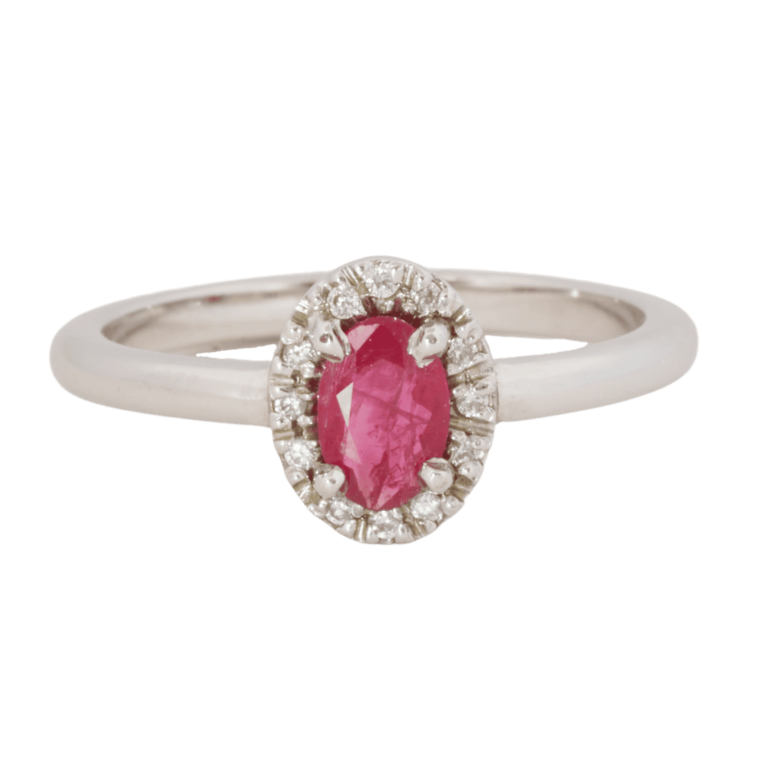 Ruby Diamond Halo Ring