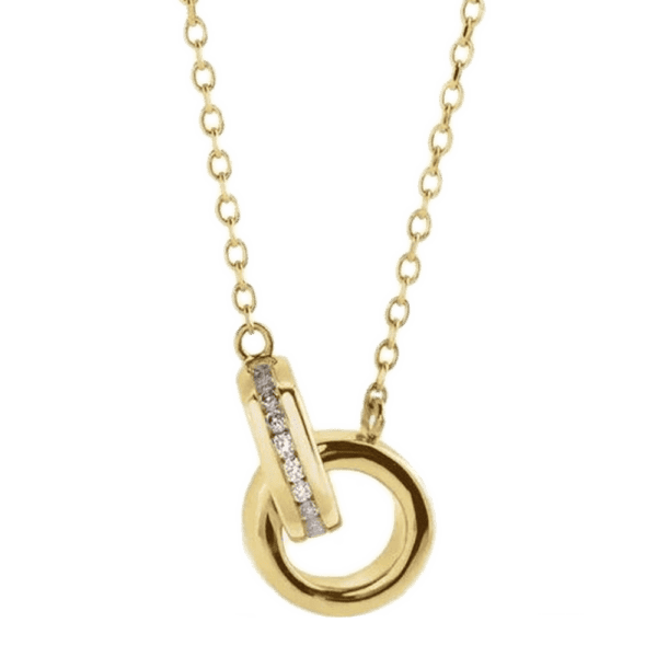 14K Yellow Gold Interlocking Circle Diamond Necklace