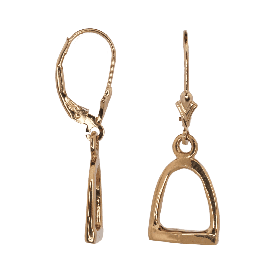 gold stirrup dangle earrings