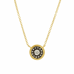 Sterling Silver and Vermeil Nautical CZ Button Necklace