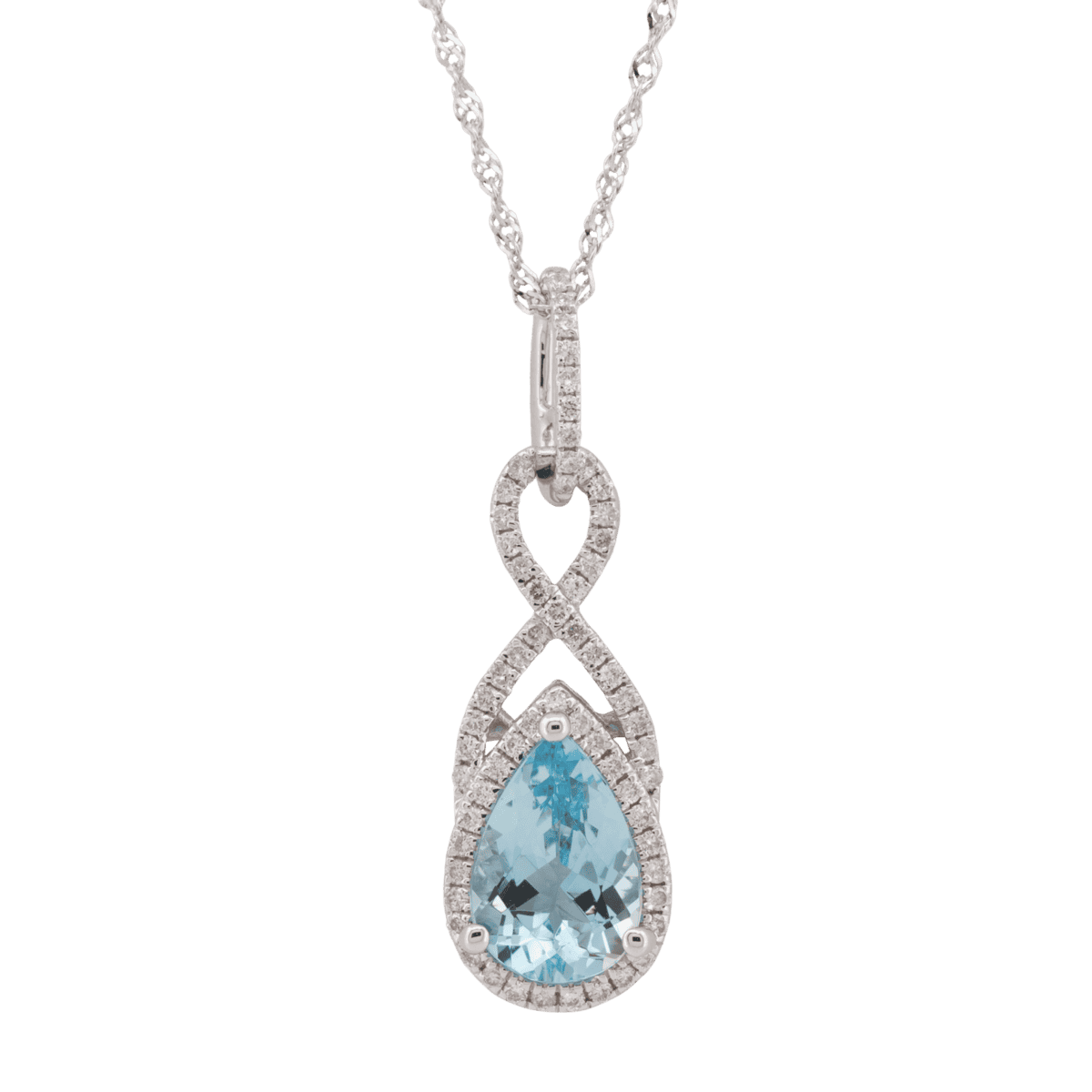 Pear-Cut Aquamarine Diamond Pendant