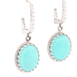 14K White Gold Robin’s Egg Turquoise and Diamond Dangle Earrings