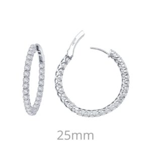 Sterling Silver Simulated Diamond 25mm Hoop Earrings
