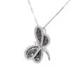 14K White Gold Black And White Diamond Dragonfly Necklace