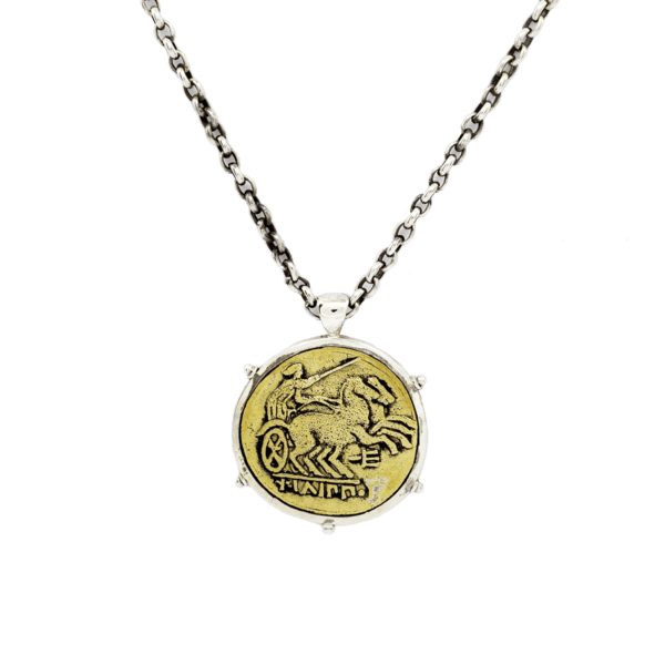 Sterling Silver and Brass Greek Goddess of Victory Necklace